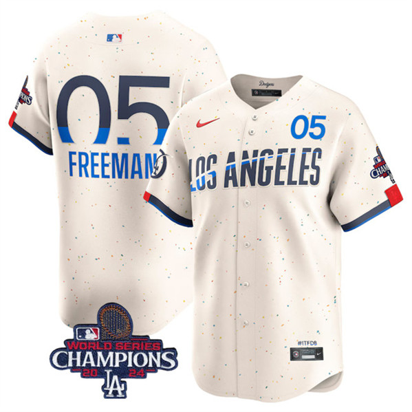 Los Angeles Dodgers #5 Freddie Freeman Cream 2024 World Series Champions City Connect Limited Stitched Jersey